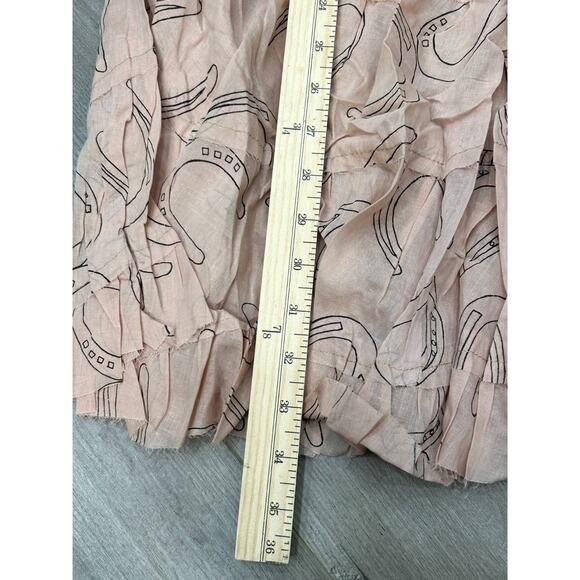 Raj Womens Pink Horse Shoe Print Elastic Waist Tiered Maxi Skirt One Size NWT - Picture 7 of 7